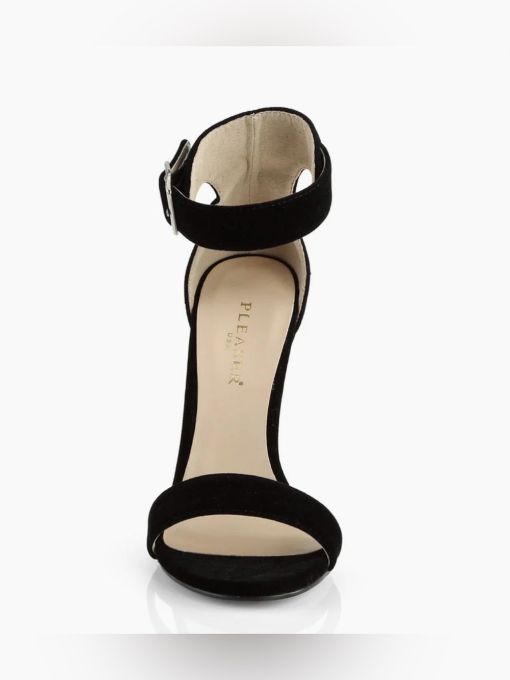 Pleaser Black Faux Suede Ankle-Strap Heels